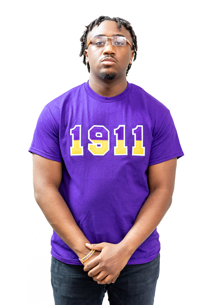 Embroidered Omega Psi Phi Da Bruhz V-Neck Jersey - Purple / Gold